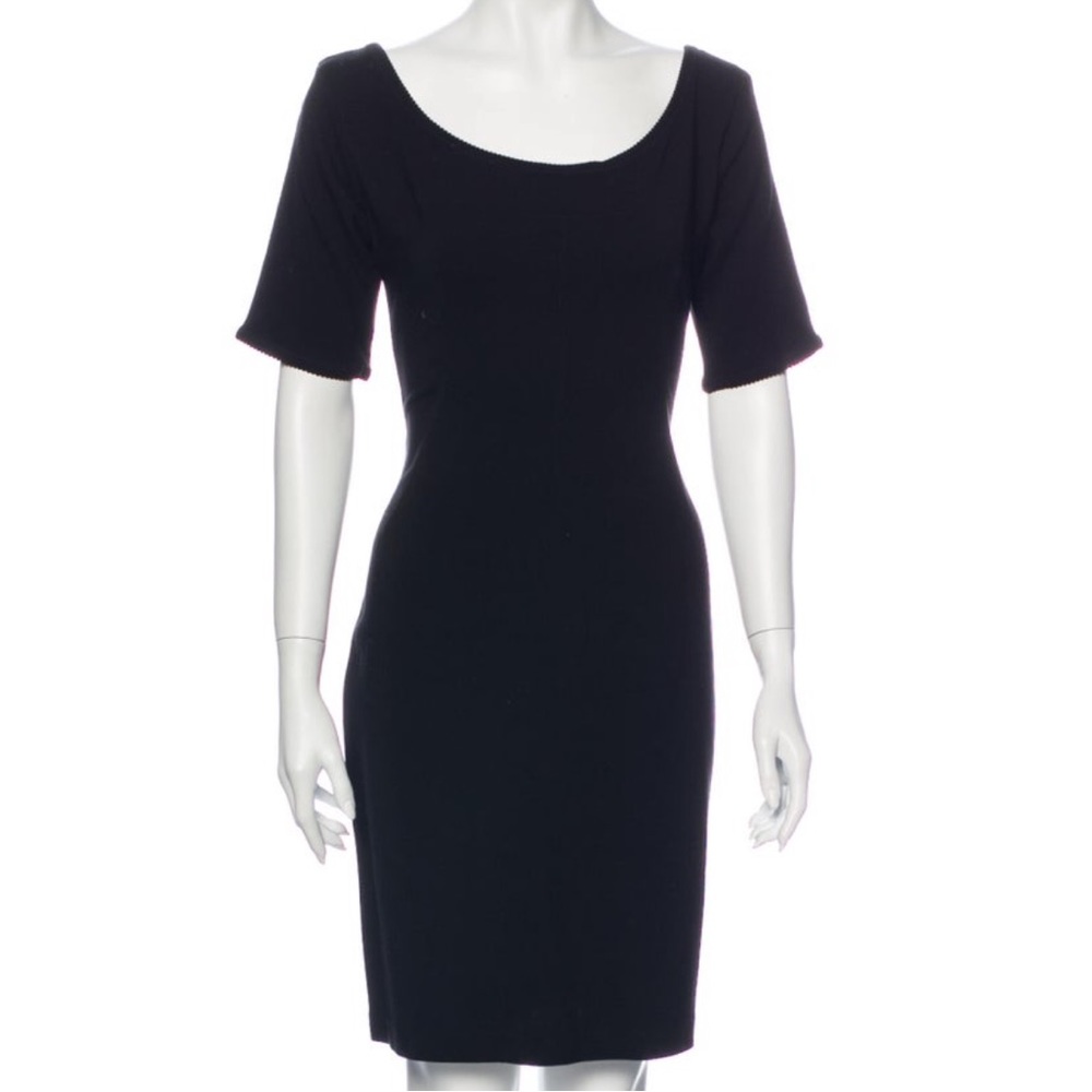 DOLCE & GABBANA | Black Scoop Neck Short Sleeve Knee-Length Dress IT 42/US 10 - Picture 2 of 16